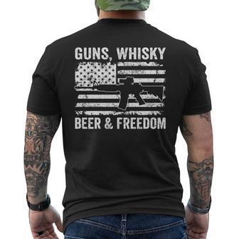 Guns Whisky Beer And Freedom Usa Pro Gun Drinking Men's T-shirt Back Print - Monsterry DE