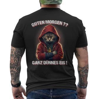 Guten Morgen auf dünnem Eis Kurzärmliges Herren-T-Kurzärmliges Herren-T-Shirt in Schwarz, Lustiges Sprüche Tee - Seseable