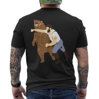 Guy Punching Bear Men's T-shirt Back Print | Mazezy
