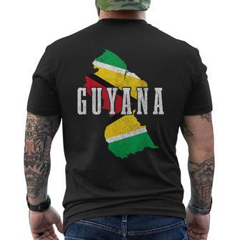 Guyana Map Pride Guyanese Flag Men's T-shirt Back Print - Seseable