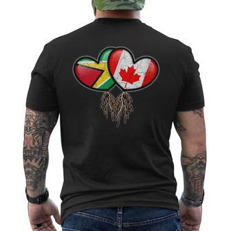 Guyanese Canadian Flags Inside Hearts With Roots Men's T-shirt Back Print - Monsterry AU
