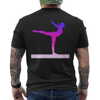 Gymnastics Balance Beam Pink And Purple Watercolor Men's T-shirt Back Print - Monsterry UK