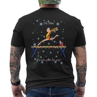 Gymnastics Elf Is Watching Snowflake Balance Beam Men's T-shirt Back Print - Monsterry AU