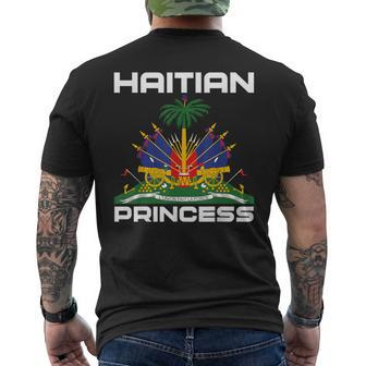 Haitian Princess Melanin Haiti Flag Princess Crown Men's T-shirt Back Print - Seseable