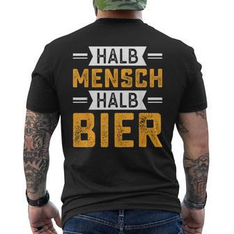 Halb Mensch Halb Bier Kurzärmliges Herren-T-Kurzärmliges Herren-T-Shirt, Lustiges Spruch-Kurzärmliges Herren-T-Shirt für Bierliebhaber - Seseable