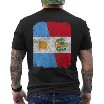 Half Argentinian Half Peruvian Flag Heritage Pride Roots Men's T-shirt Back Print | Mazezy UK