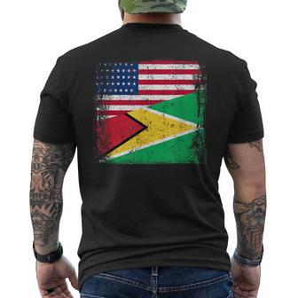Half Guyanese Flag Vintage Guyana Usa Men's T-shirt Back Print - Seseable