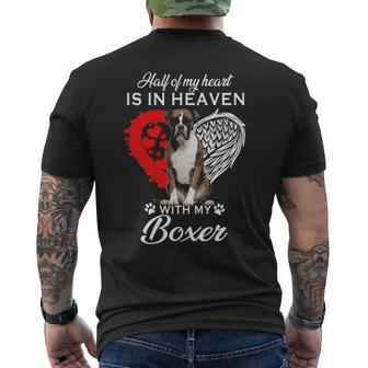 Half Of My Heart Is In Heaven With My Boxer Men's T-shirt Back Print | Mazezy