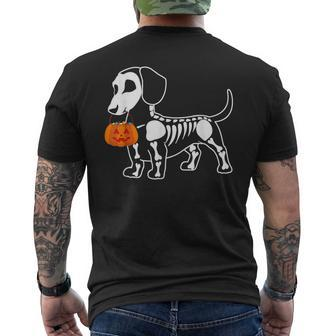 Halloween Dachshund Skeleton Weenie Wiener Sausage Dog Mens Back Print T-shirt - Thegiftio UK