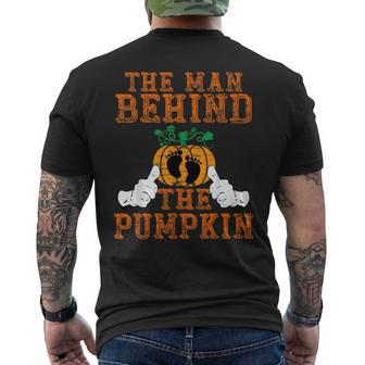 Halloween Pregnancy New Dad To Be The Man Behind The Pumpkin Men's T-shirt Back Print - Monsterry CA