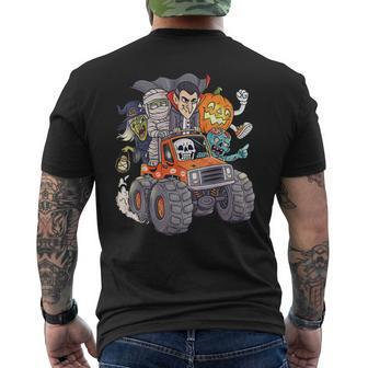 Halloween Skeleton Zombie Monster Truck Vampire Boys Kids Mens Back Print T-shirt - Thegiftio UK