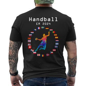 Handball Em 2024 Flag Handballer Sports Player Ball T-Shirt mit Rückendruck - Seseable