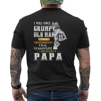 I Was Handed My First Grandchild Became A Papa Grandfather Mens Back Print T-shirt | Mazezy