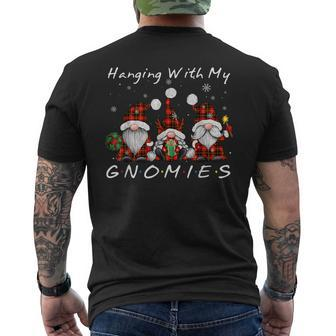 Hanging With My Gnomies Buffalo Red Plaid Christmas Gnome Mens Back Print T-shirt - Seseable
