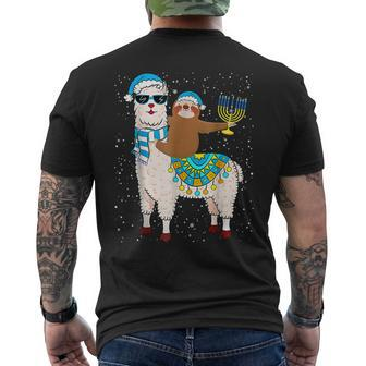 Hanukkah Llamakah Llama Sloth Happy Hanukkah Chanukah Mens Back Print T-shirt - Thegiftio UK