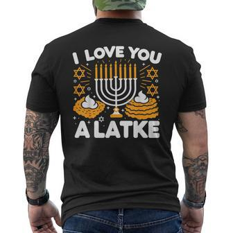 Hanukkah I Love You A Latke Pajamas Chanukah Hanukkah Pjs Men's T-shirt Back Print - Seseable