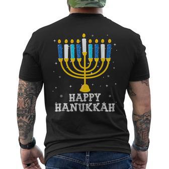 Hanukkah Menorah Happy Hanukkah Men's T-shirt Back Print - Monsterry