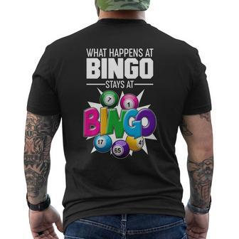What Happens At Bingo Stays At Bingo Mens Back Print T-shirt - Thegiftio UK