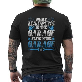 What Happens In The Garage Stays In Garage Tshirt Mens Back Print T-shirt - Thegiftio UK
