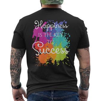 Happiness Is The Key To Success Inspirational Men's T-shirt Back Print - Monsterry AU