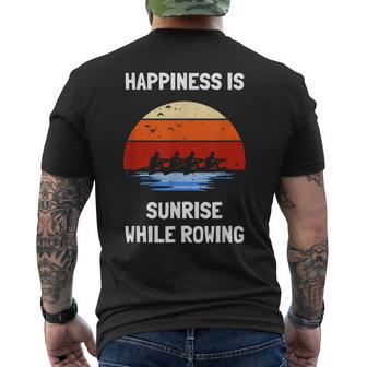 Happiness Is Sunrise While Rowing Retro Vintage Kayak Men's T-shirt Back Print - Monsterry AU