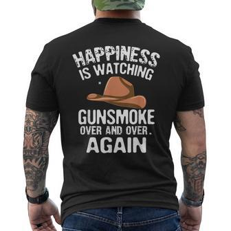 Happiness Is Watching Gunsmoke Over And Over Again Cowboys Men's T-shirt Back Print - Thegiftio