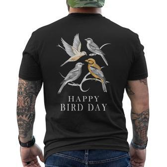 Happy Bird Day Birdwatching Bird Watching Birthday Happy Men's T-shirt Back Print | Mazezy