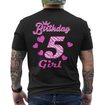 Happy Birthday Girls 5Th Party 5 Years Old Bday Men's T-shirt Back Print - Monsterry AU