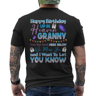 Happy Birthday Granny Angel In Heaven Memorial Remember Men's T-shirt Back Print - Seseable