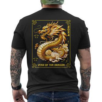 Happy Chinese New Year 2024 Lunar New Year Dragon Red Men's T-shirt Back Print | Mazezy