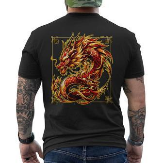 Happy Chinese New Year 2024 Lunar New Year Red Dragon Men's T-shirt Back Print | Mazezy