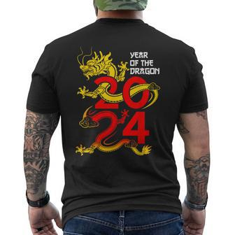 Happy Chinese New Year Decorations 2024 Year Of The Dragon Men's T-shirt Back Print | Mazezy