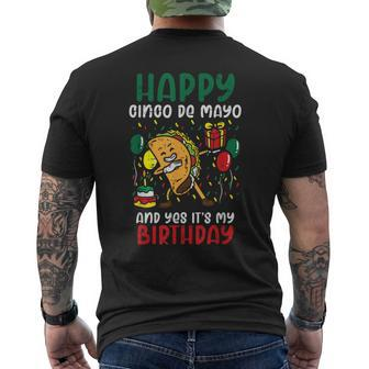 Happy Cinco De Mayo And Yes It's My Birthday Dabbing Taco Men's T-shirt Back Print - Thegiftio UK