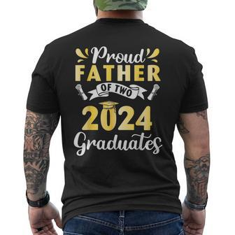 Happy Class Of School Day Proud Father Of Two 2024 Graduates Men's T-shirt Back Print - Seseable