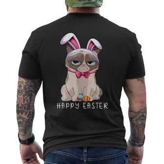 Happy Easter Bunny Pajama Dress Cat Grumpy Rabbit Ears Men's T-shirt Back Print - Seseable