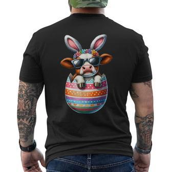 Happy Easter Cute Cow Bunny Ears Eggs Toddler Boy Girl Men's T-shirt Back Print - Monsterry CA