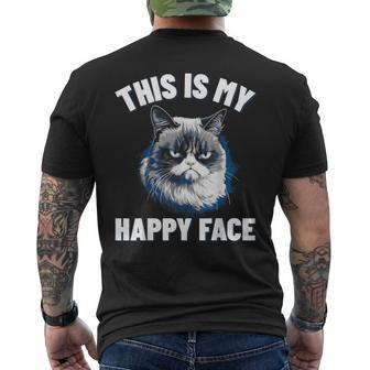 This Is My Happy Face Cat With Grumpy Face Cat Lover Men's T-shirt Back Print | Mazezy