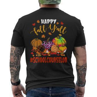 Happy Fall Yall School Counselor Pumpkin Plaid Leopard Mens Back Print T-shirt - Thegiftio UK