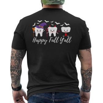 Happy Fall Y'all Teeth In Halloween Costumes Dental Mens Back Print T-shirt - Thegiftio UK