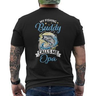 Happy Father Day Daddy Fishers My Fishing Buddy Calls Me Opa Men's T-shirt Back Print - Thegiftio UK