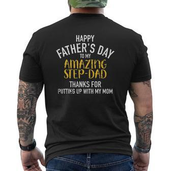 Happy Father's Day Step Dad Mens Back Print T-shirt | Mazezy