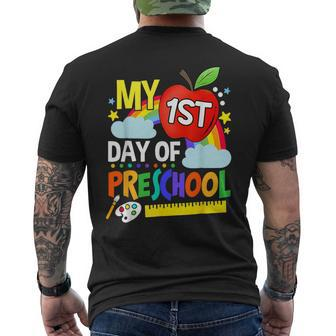 Happy My First Day Of Preschool Back To School Men's T-shirt Back Print - Seseable