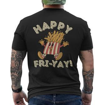 Happy Fri Yay Retro French Fries Friday Lovers Fun Teacher Men's T-shirt Back Print - Monsterry CA