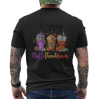 Happy Hallothanksmas Coffee Latte Halloween Thanksgiving V15 Mens Back Print T-shirt - Thegiftio