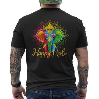 Happy Holi Festival India Colors Elephant Hindu Spring 2024 Men's T-shirt Back Print | Mazezy DE