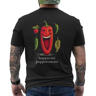 Happy Joyful Italian Hot Pepperoncini Farmer Capsicologist Men's T-shirt Back Print - Monsterry