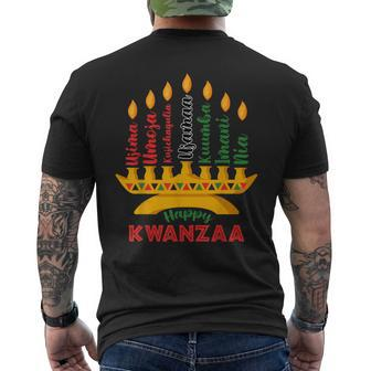 Happy Kwanzaa Kinara Seven Candles Principles Of Kwanzaa Men's T-shirt Back Print - Seseable