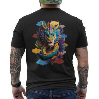 Happy Lunar New Year 2024 Stronger Chinese Dragon Decoration Men's T-shirt Back Print - Monsterry AU