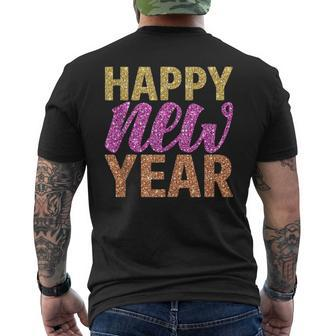 Happy New Year 2022 Sparkling Letters New Years Eve Men's T-shirt Back Print - Thegiftio UK
