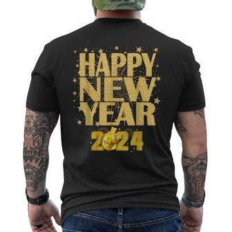 Happy New Year 2024 New Years Eve Party Countdown Fireworks Men's T-shirt Back Print - Seseable
